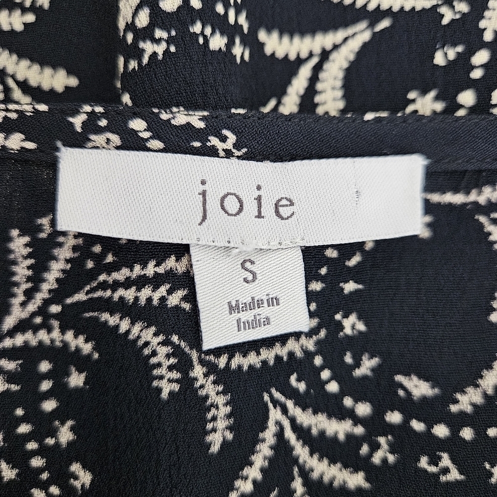 JOIE Blouse Black Floral Embroidered Ruffle Long Sleeve Button Front Shirt Small - Picture 7 of 8